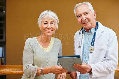 Buy stock photo Portrait of a senior woman visiting her doctor