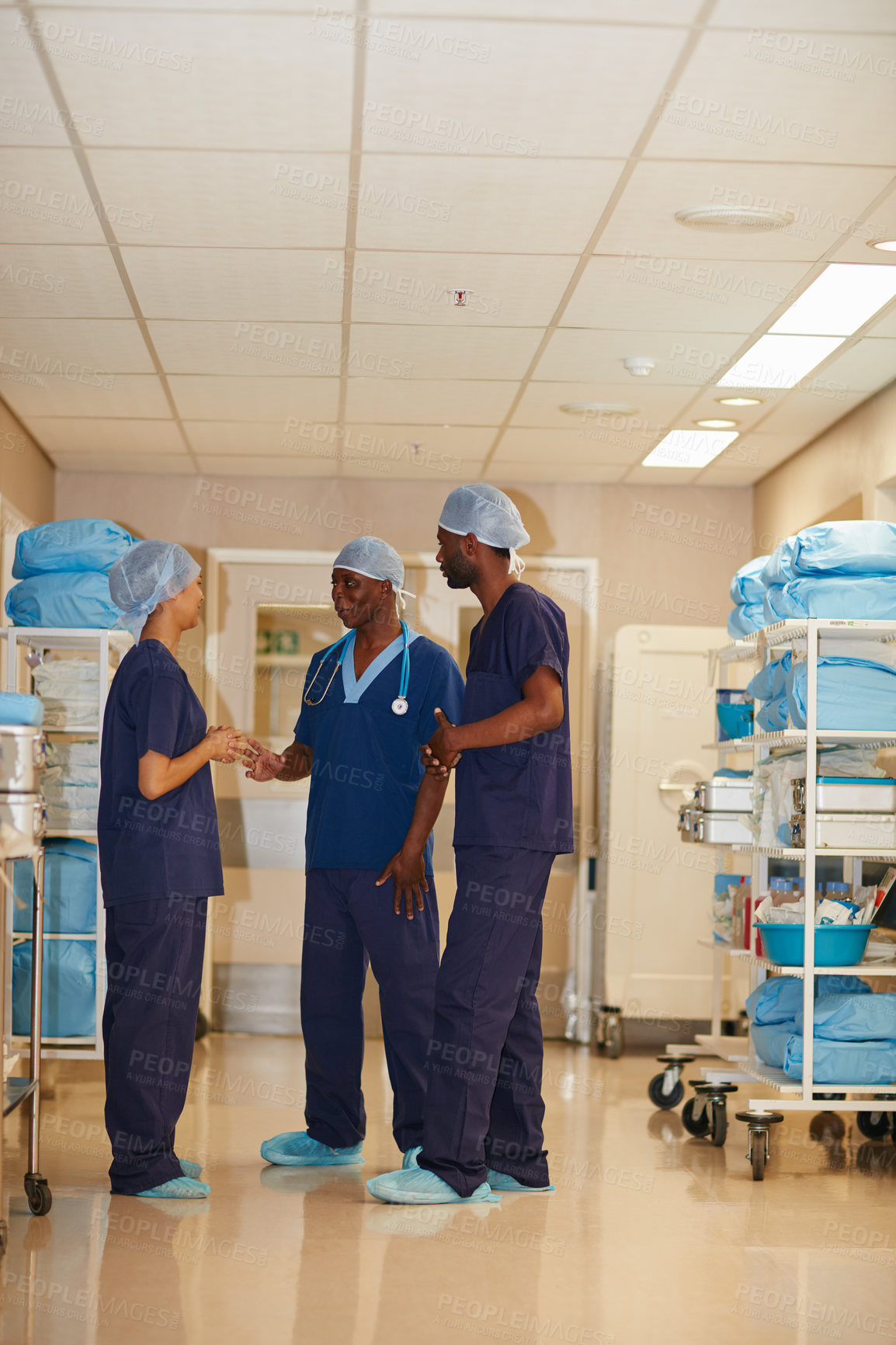 Buy stock photo Full length shot of medical staff in a hospital
