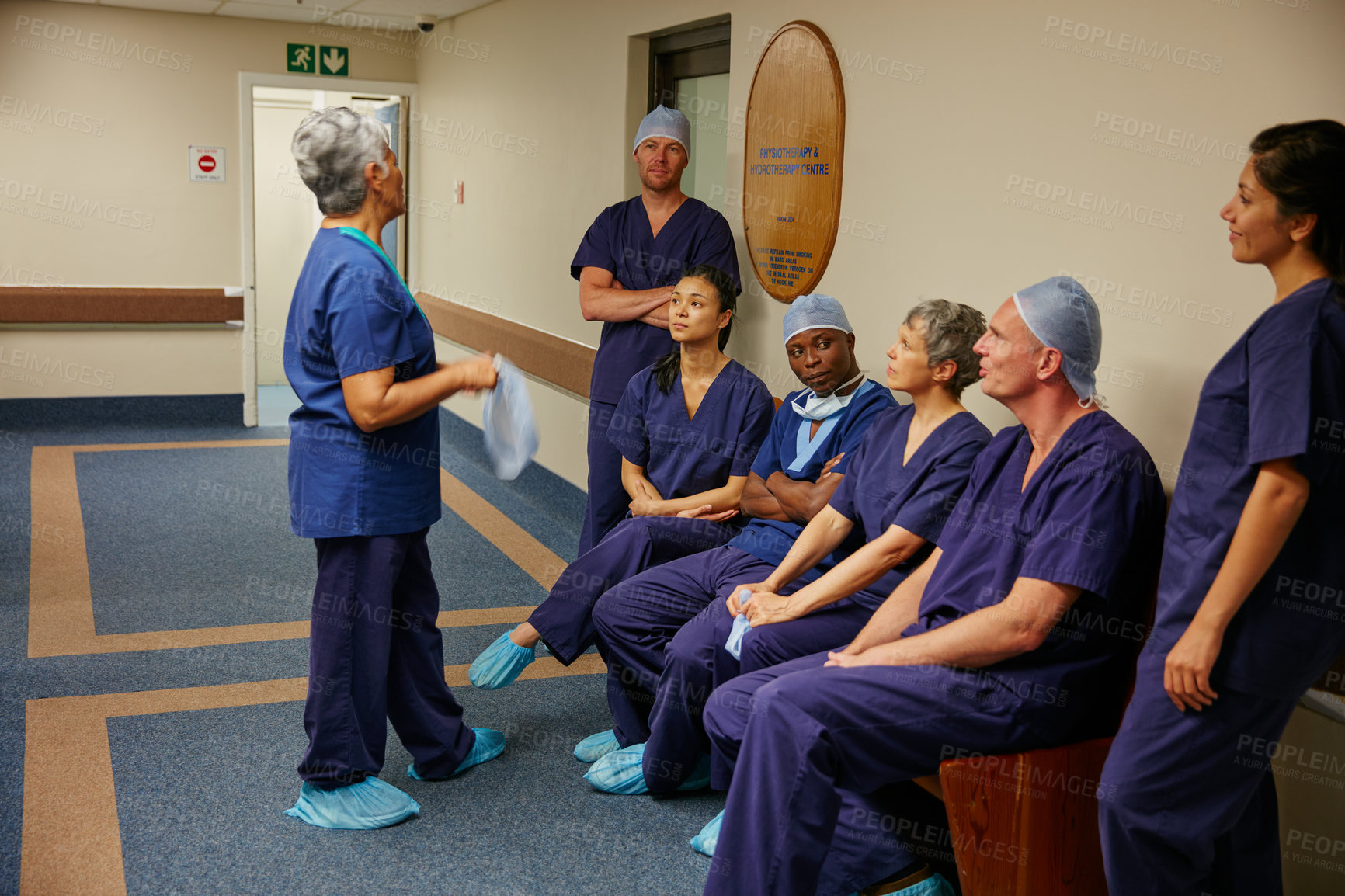 Buy stock photo Full length shot of a medical team in the hospital