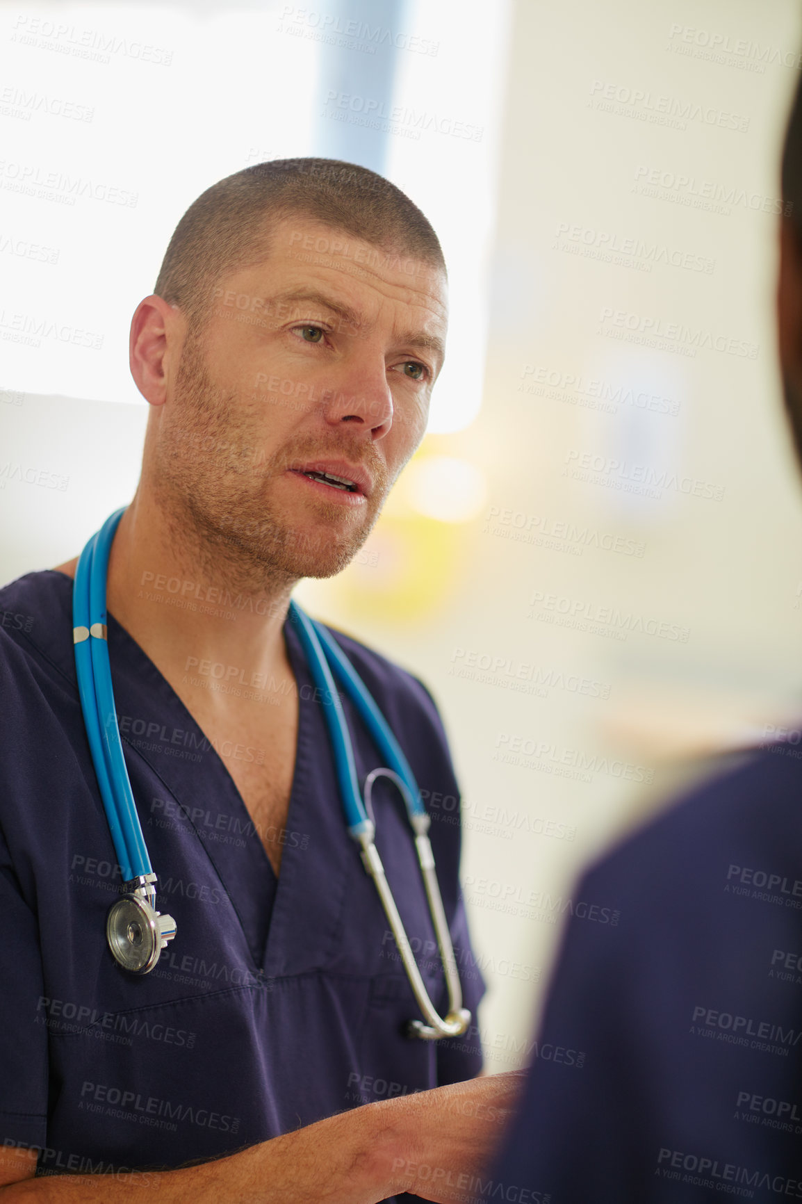 Buy stock photo Shot of a doctor working in a hospital