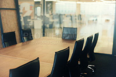 Buy stock photo Shot of an empty boardroom