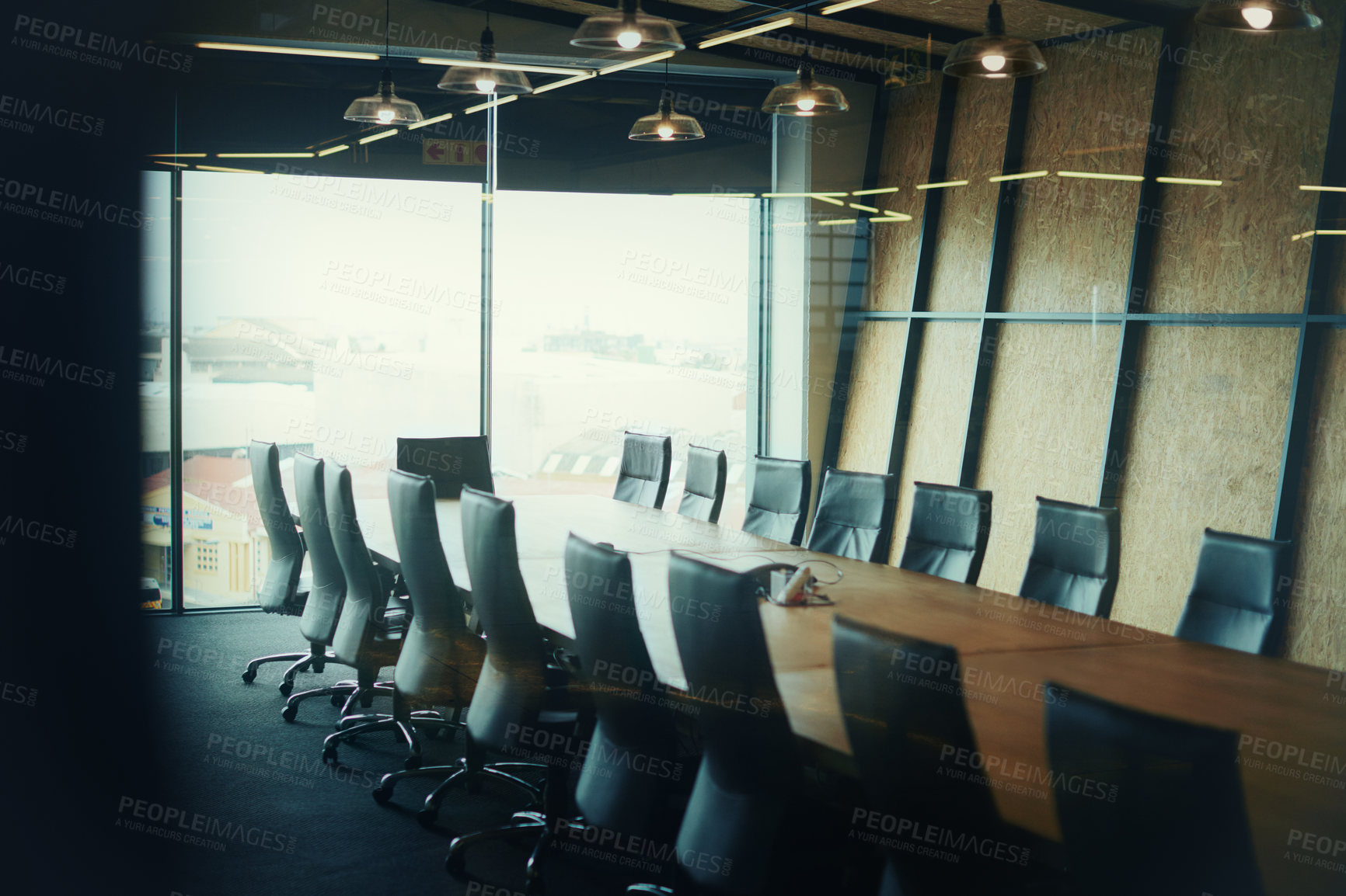 Buy stock photo Shot of an empty boardroom