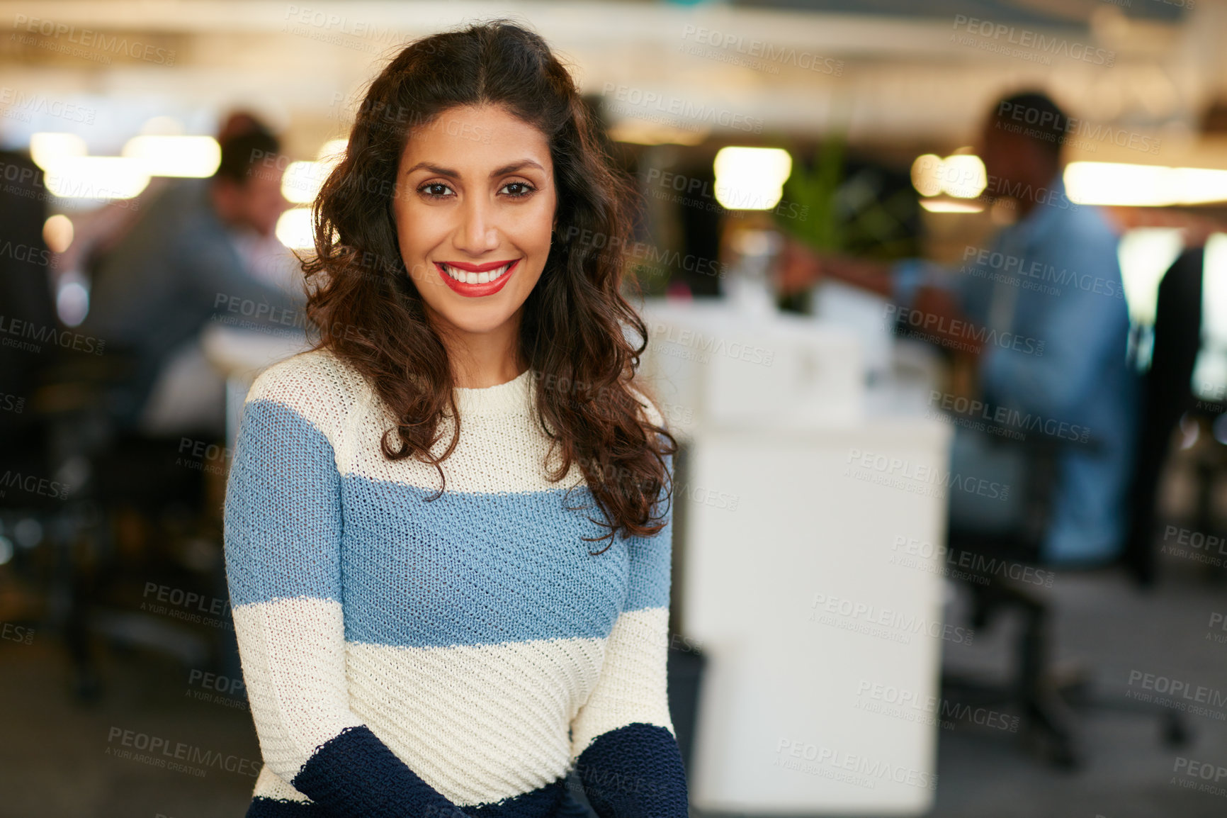 Buy stock photo Portrait of a confident young woman working in a modern office