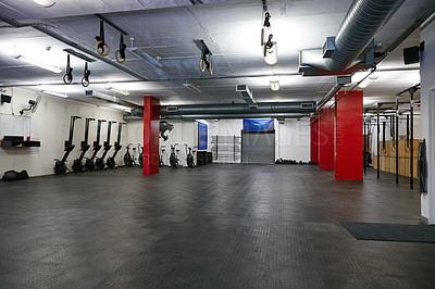 Buy stock photo Cropped shot of the inside of an empty gym