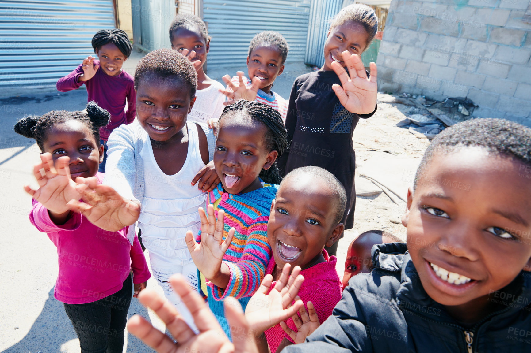 Buy stock photo Cropped portrait of a group of kids at a community outreach event