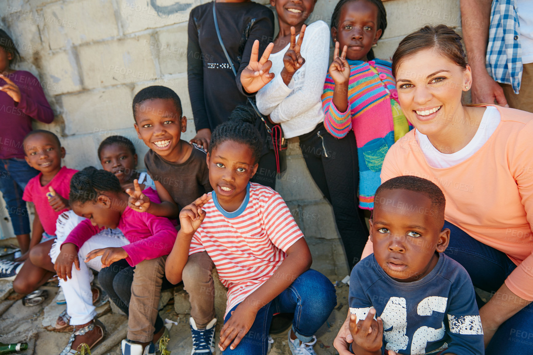 Buy stock photo Portrait of kids at a community outreach event