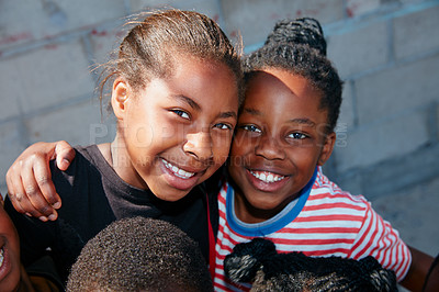 Buy stock photo Cropped portrait of a group of kids at a community outreach event