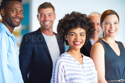 Buy stock photo Cropped portrait of a group of businesspeople