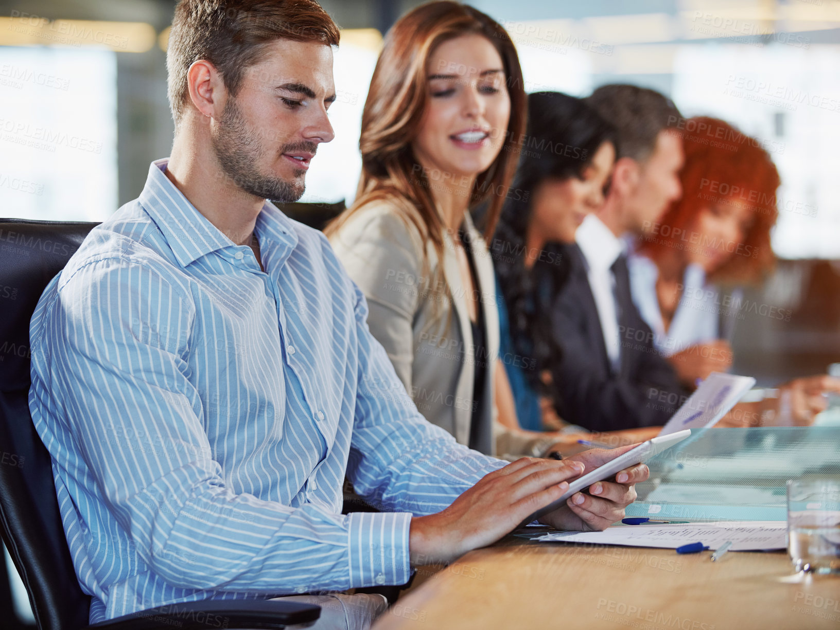 Buy stock photo Cropped shot of businesspeople in the boardroom