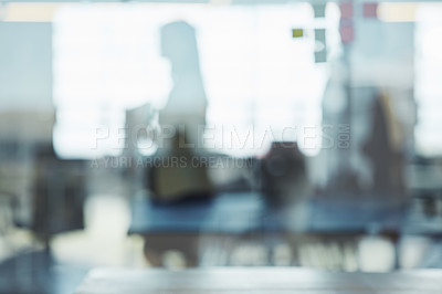 Buy stock photo Reflection, glass and shadow of person in window while working at a corporate company. Professional, workplace and silhouette of blur employee in the office for work, meeting or coworking at agency