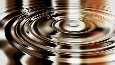 Buy stock photo Silver ripple effect in liquid material after a drop splashed into a puddle. Creative copyspace of metallic circle detail and waves. Silver resonance background and pattern. Concentric water surface