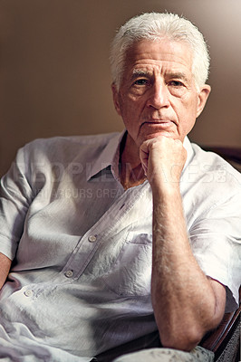 Buy stock photo Portrait of a senior man at home