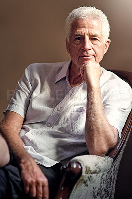 Buy stock photo Portrait of a senior man at home