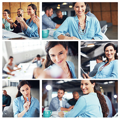 Buy stock photo Composite image of businesspeople in the office