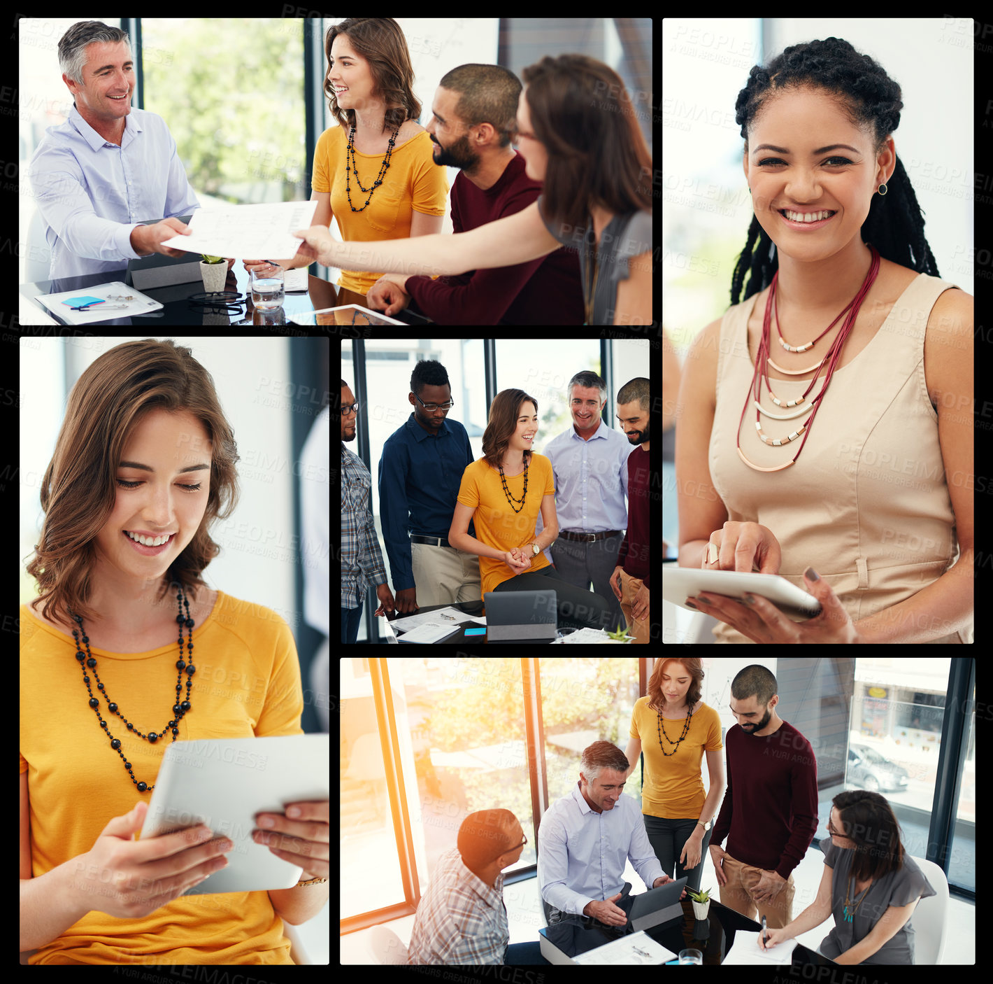 Buy stock photo Composite image of businesspeople in the office