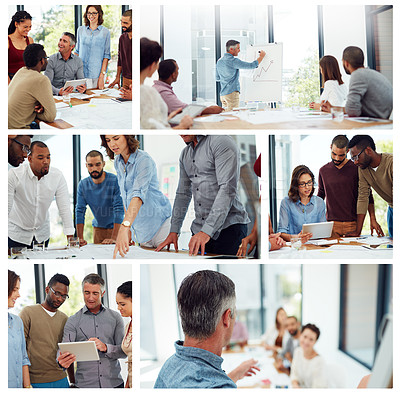 Buy stock photo Composite image of businesspeople in the office