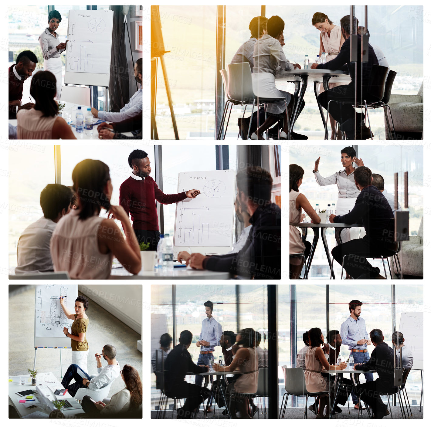 Buy stock photo Composite image of businesspeople meeting in the boardroom