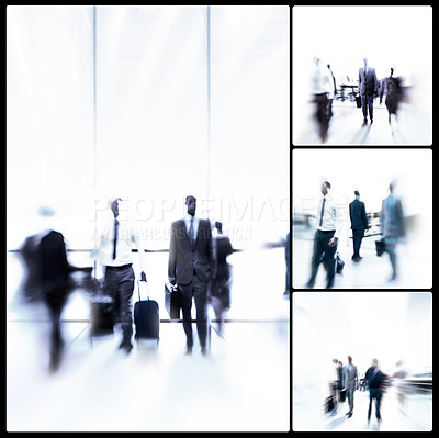 Buy stock photo Composite image of businesspeople in motion