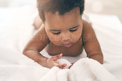 Buy stock photo Black girl, blanket and kids with a baby in a home, lying on the floor for growth or child development. Relax, children and family home with a newborn infant playing in the living room of a house
