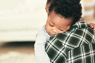 Buy stock photo Shot of a little baby boy at home