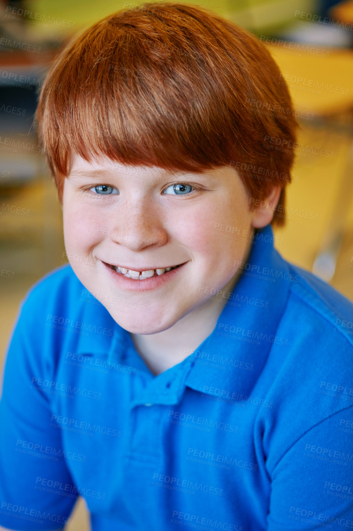 Buy stock photo Portrait of a smiling elementary student at school