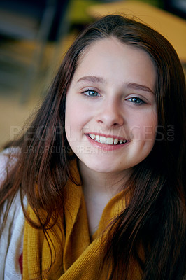 Buy stock photo Portrait of a smiling elementary student at school