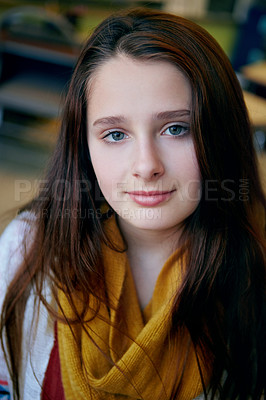 Buy stock photo Portrait of a confident elementary student at school