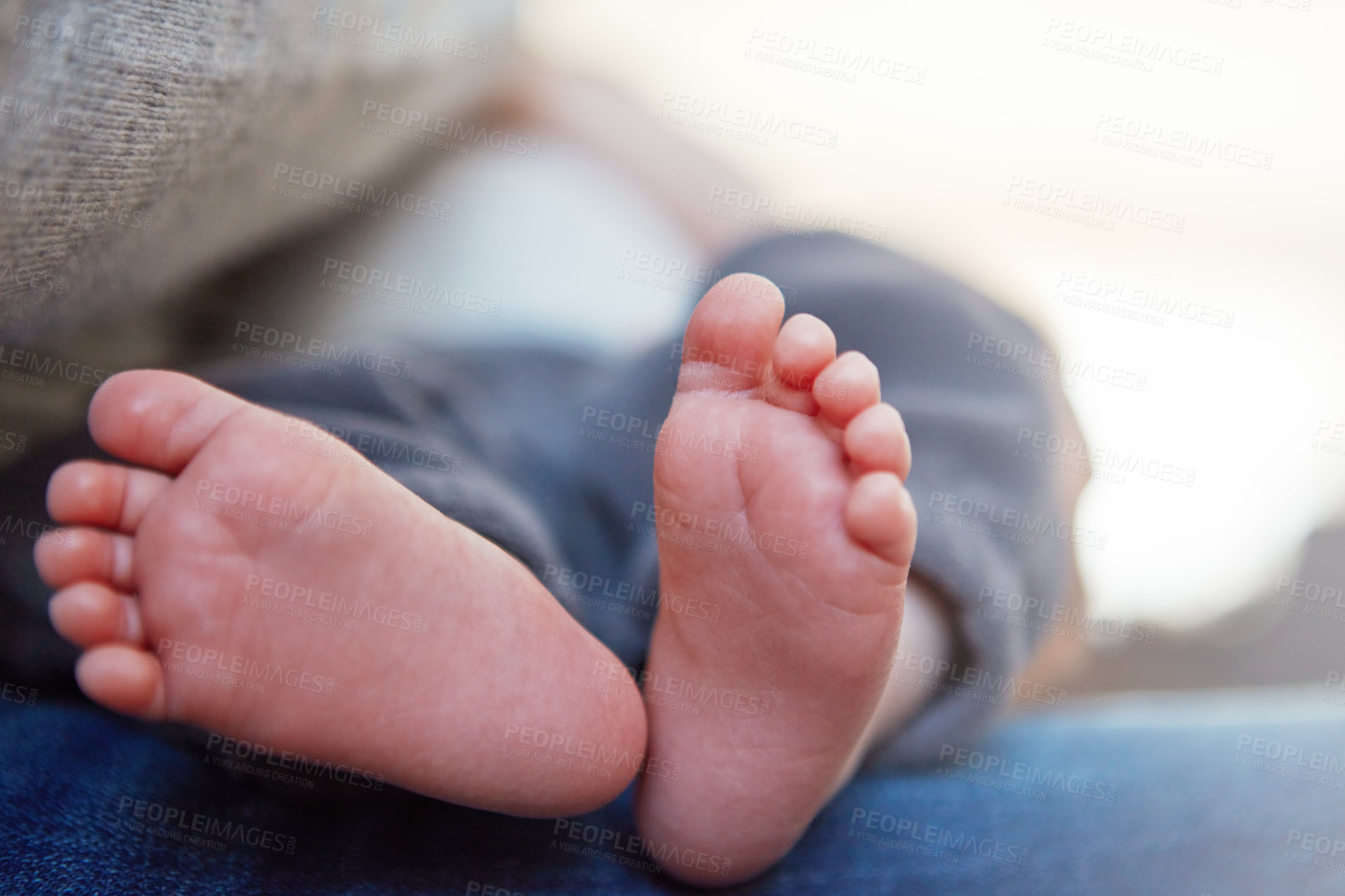 Buy stock photo Closeup shot of a newborn baby's feet