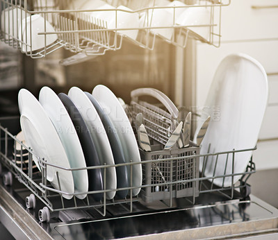 Buy stock photo Shot of a dishwasher at home
