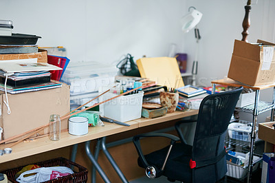 Buy stock photo Shot of a messy room needing cleaning