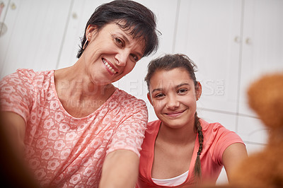 Buy stock photo Portrait of a happy mother and her daughter