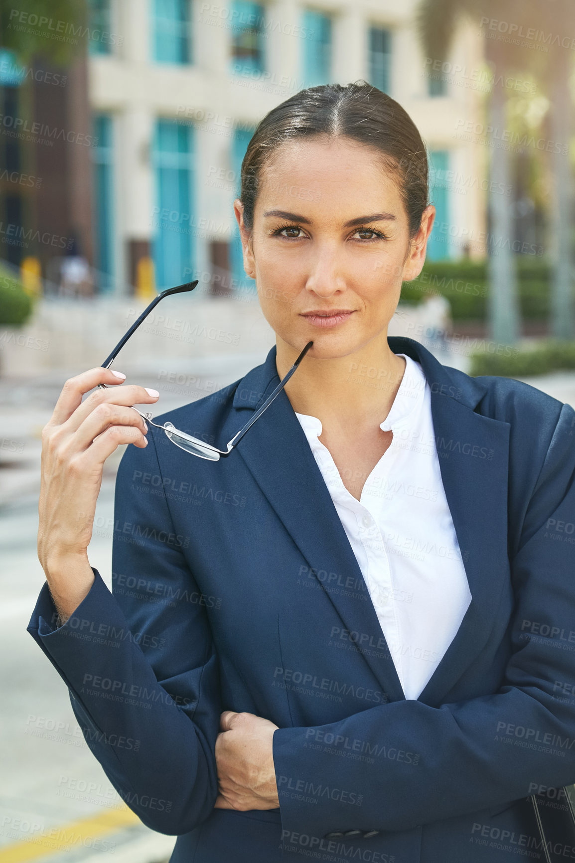 Buy stock photo Portrait of a modern businesswoman in the city