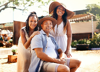 Buy stock photo Cropped portrait of a family in their frontyard