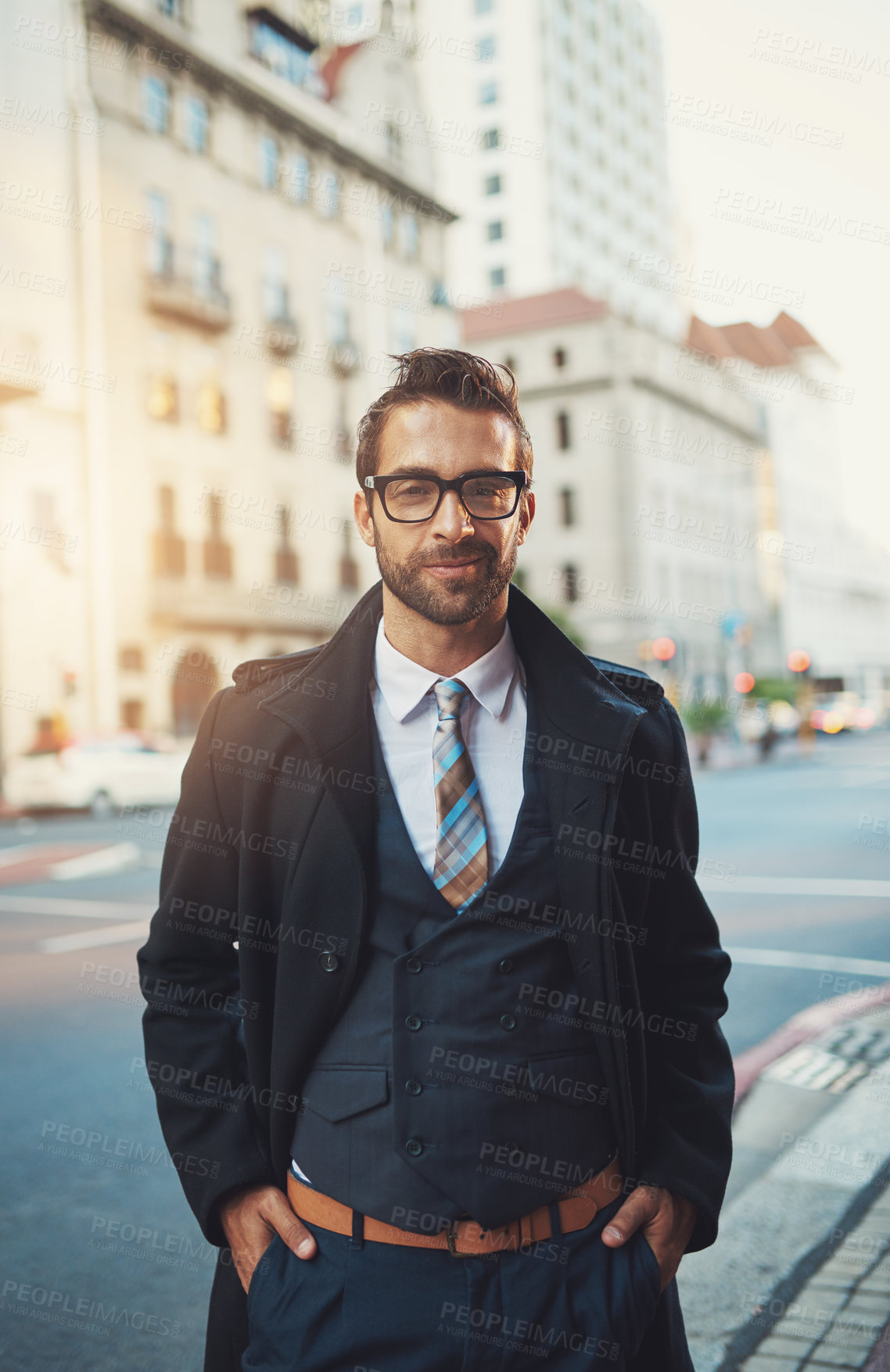 Buy stock photo Portrait of a stylish young businessman in the city