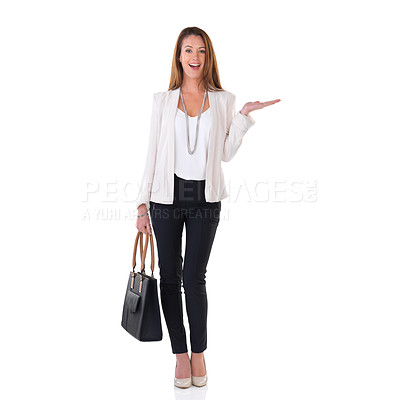 Buy stock photo Studio portrait of a young woman isolated on white