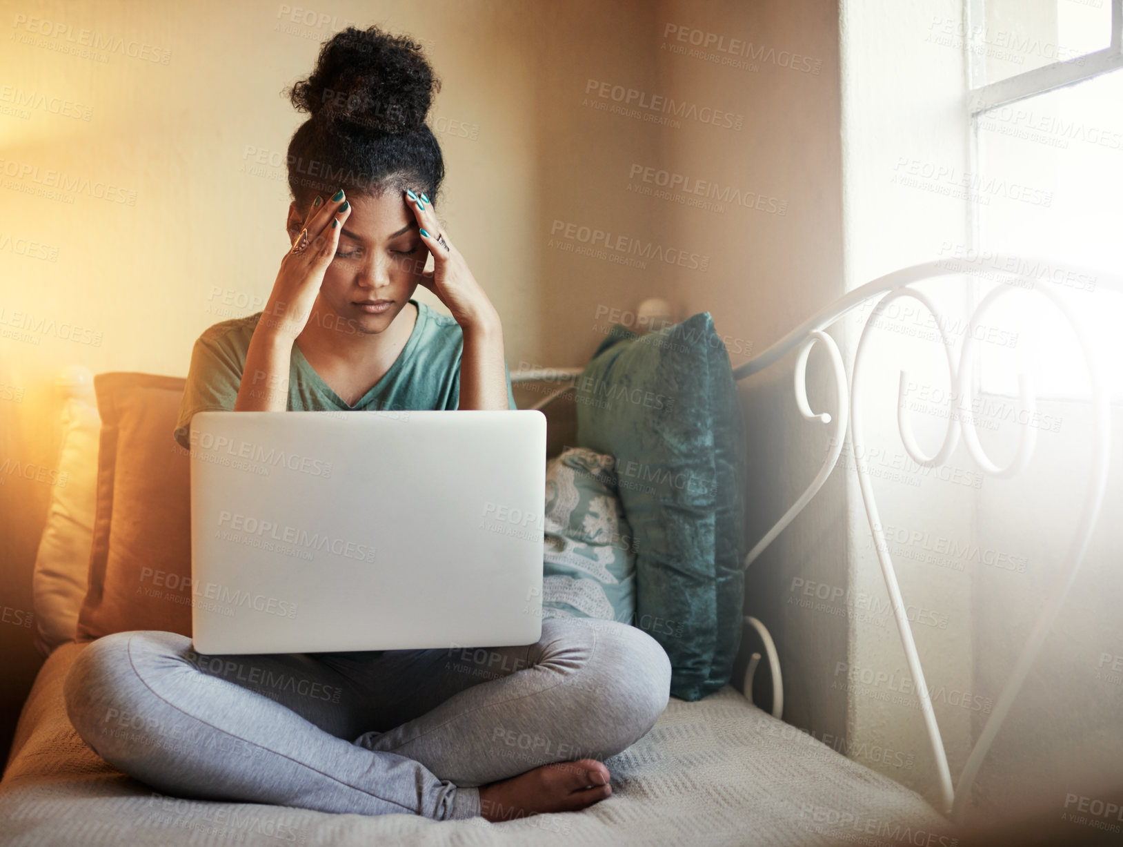 Buy stock photo Full length shot of a young female student studying at home