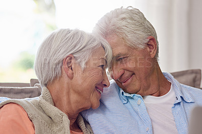 Buy stock photo Shot of a loving senior couple at home
