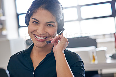 Buy stock photo Portrait of a call centre agent at the office