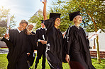 Marching off campus as grads