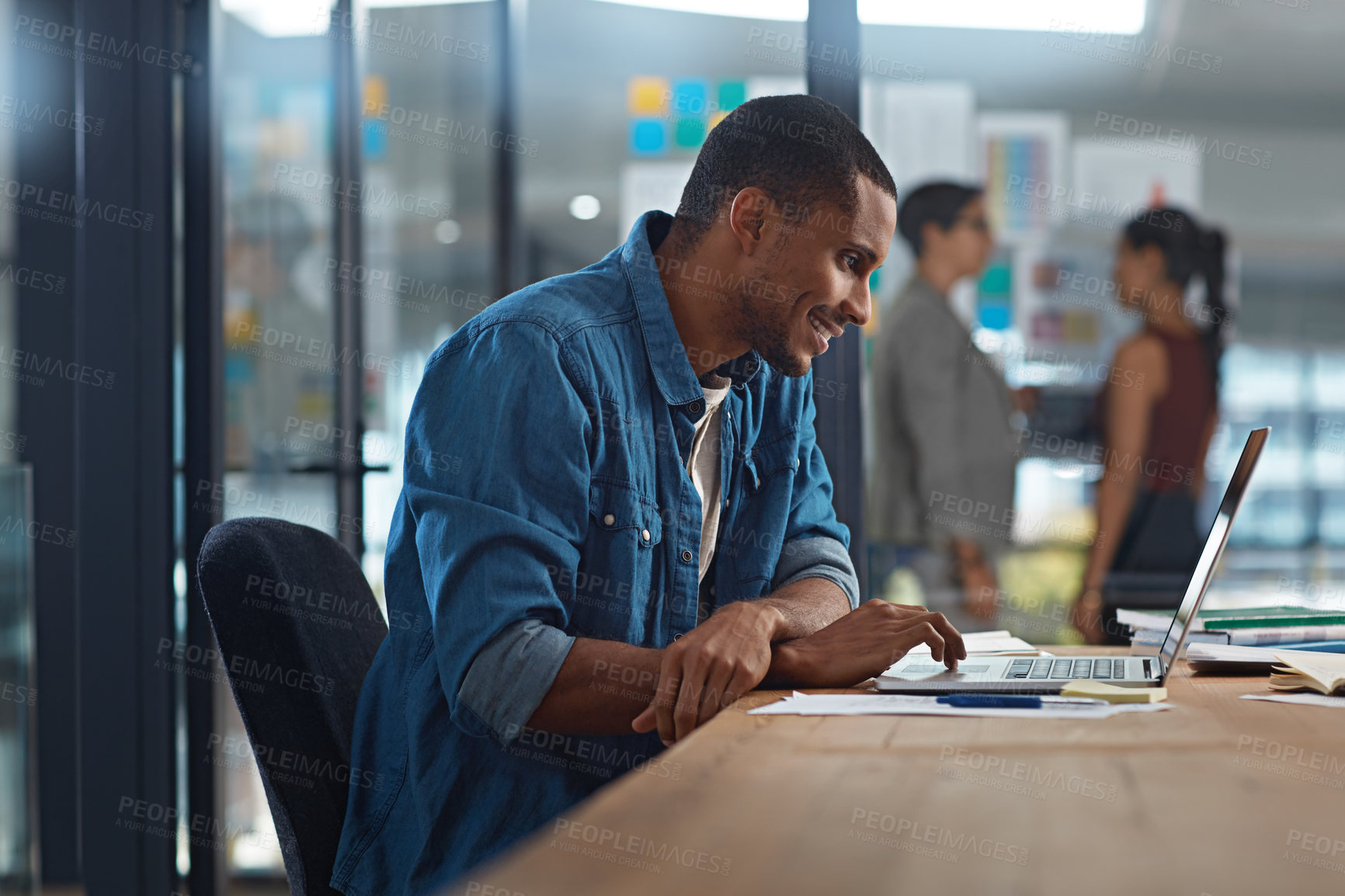 Buy stock photo Cropped shot of a businessman working in his office