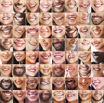 Buy stock photo Composite image of an assortment of people smiling
