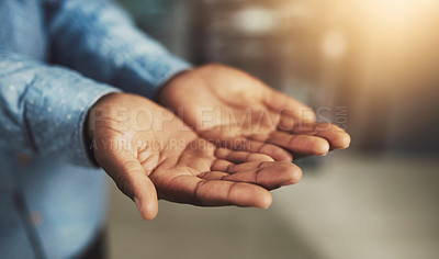 Buy stock photo Cropped shot of two open hands