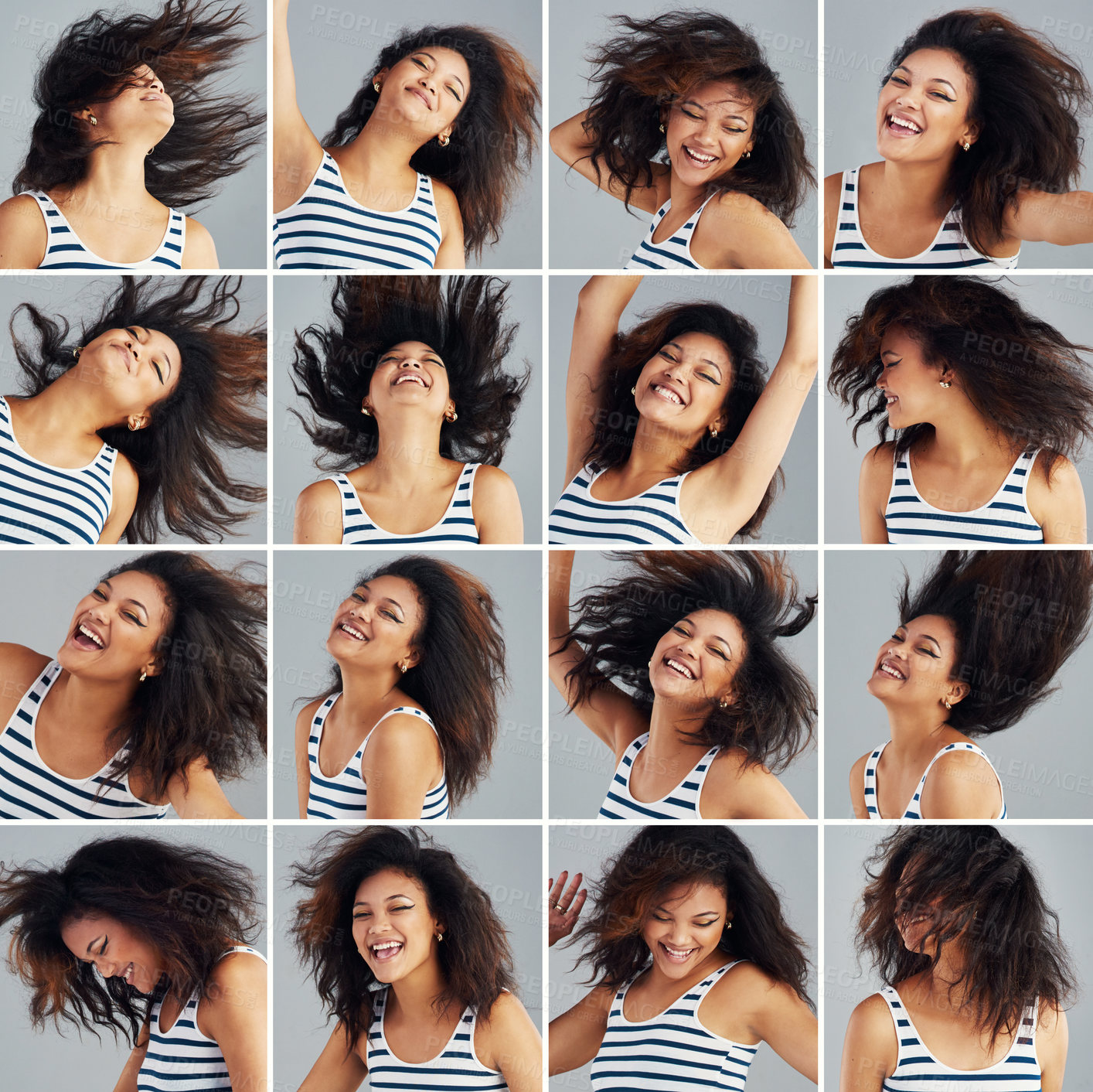 Buy stock photo Composite of a carefree young woman posing in studio