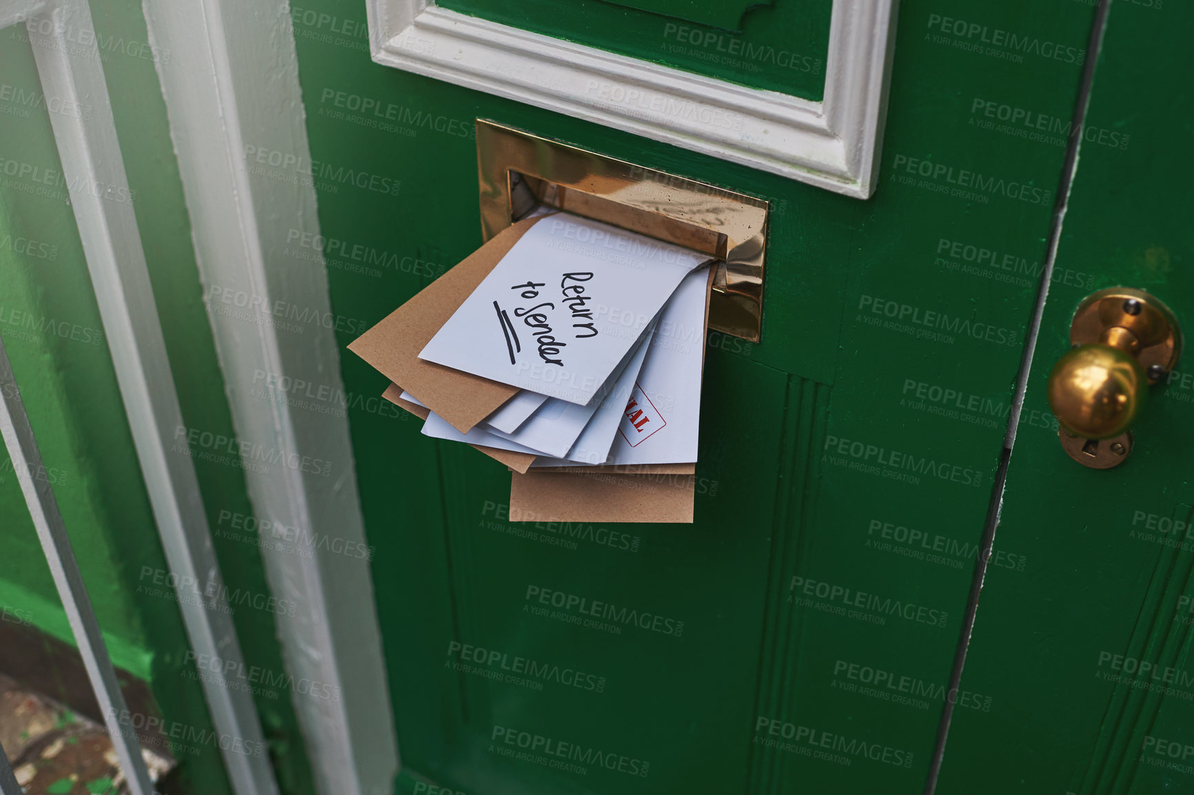 Buy stock photo Cropped shot of letters in a letter box