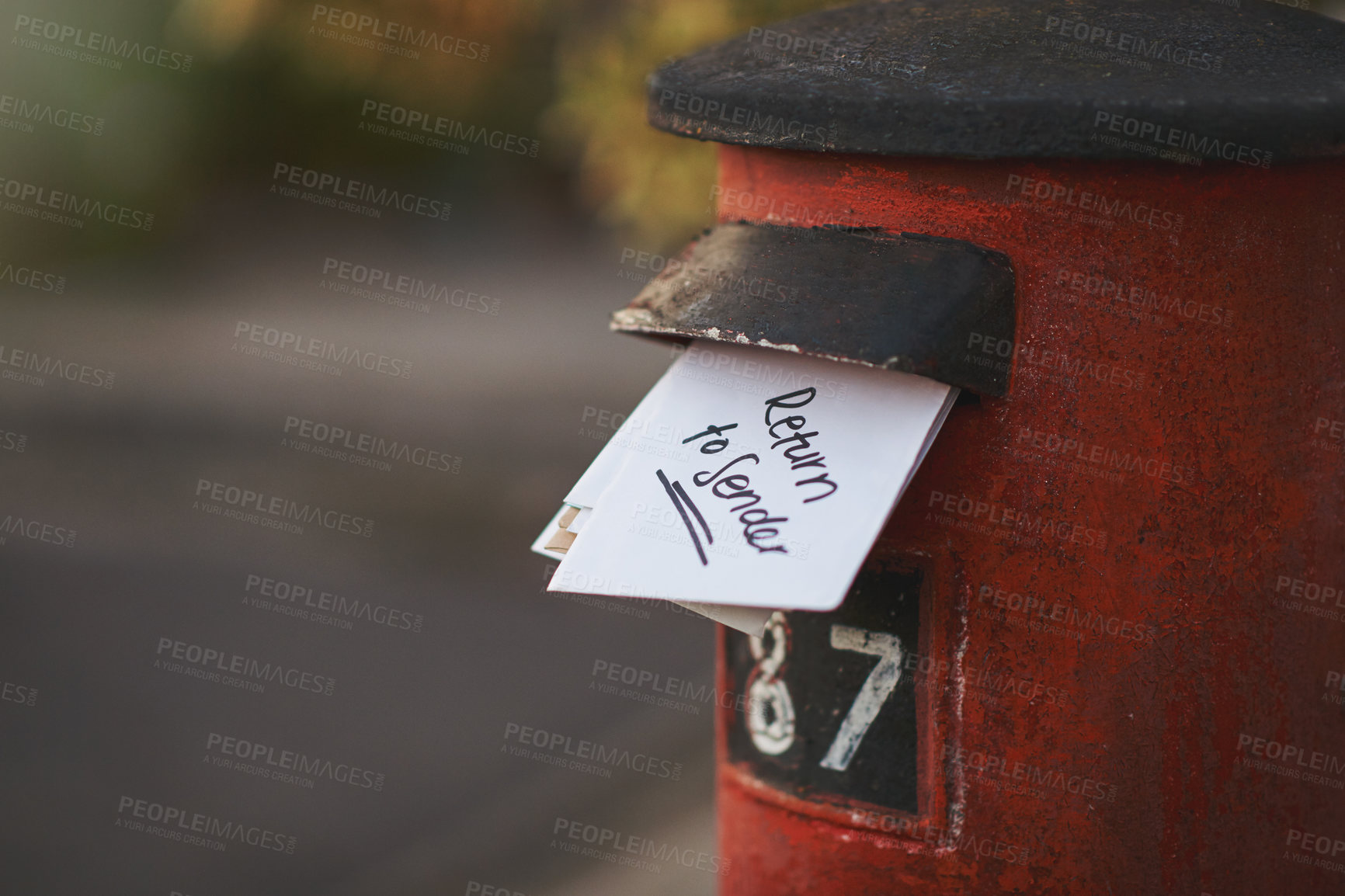 Buy stock photo Cropped shot of letters in a letter box