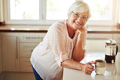 Buy stock photo Shot of a senior woman at home
