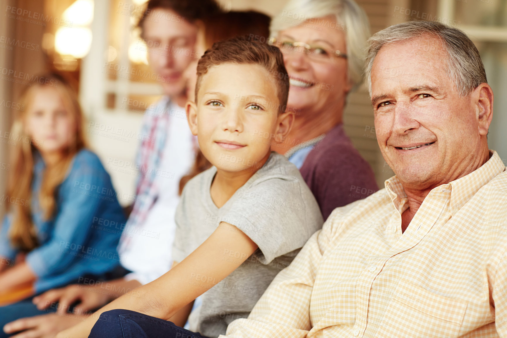 Buy stock photo Portrait of a happy three generational family