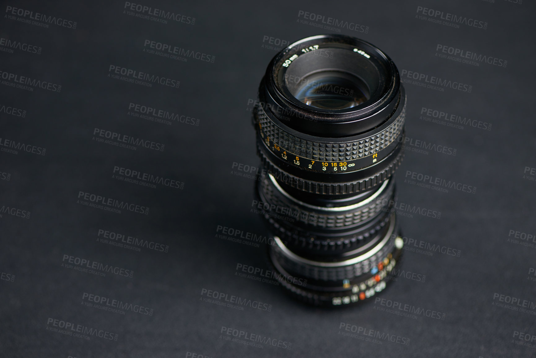 Buy stock photo Studio shot of various camera lenses