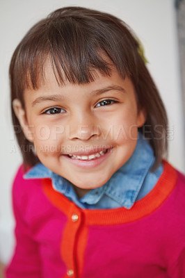 Buy stock photo Portrait of a happy little girl