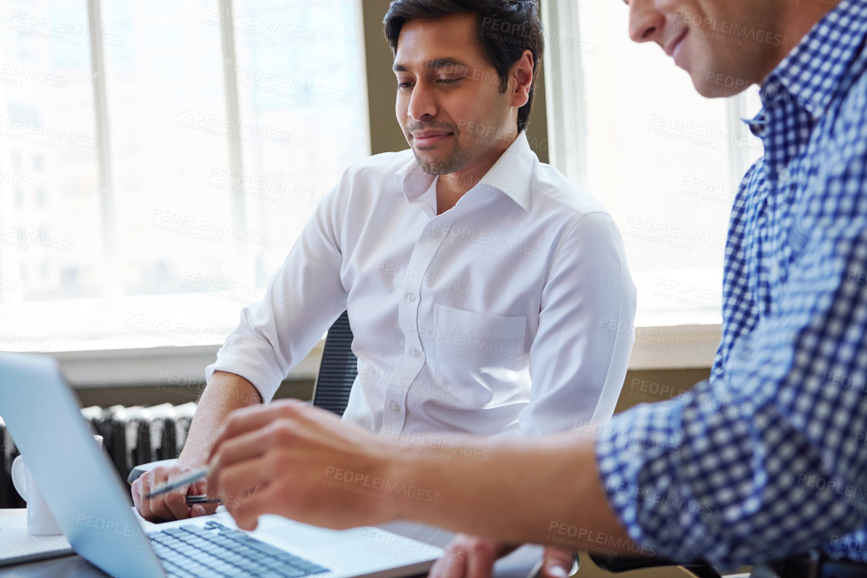 Buy stock photo Cropped shot of businessmen working in their office